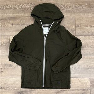 Denim&Flower Men's Olive Green Hooded Jacket